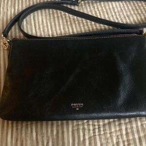 Fossil Black Leather Crossbody Bag